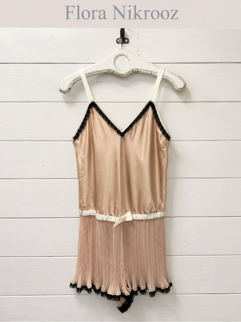 Flora Nikrooz Satin & Pleated Lace Trim Cami – Size M